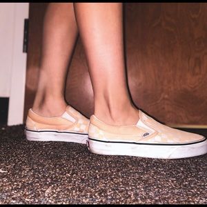 Peach Checkered Vans